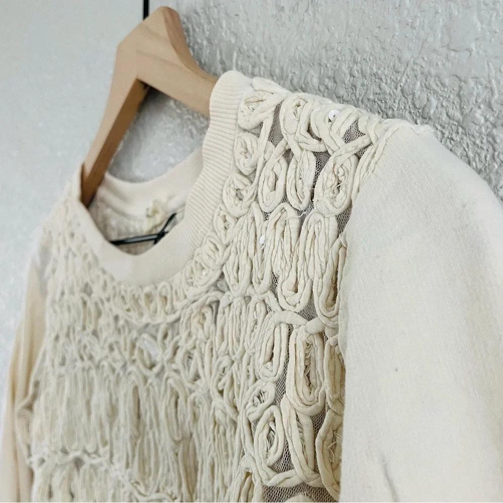 Anthropoliogie Cream Texture Pullover Top